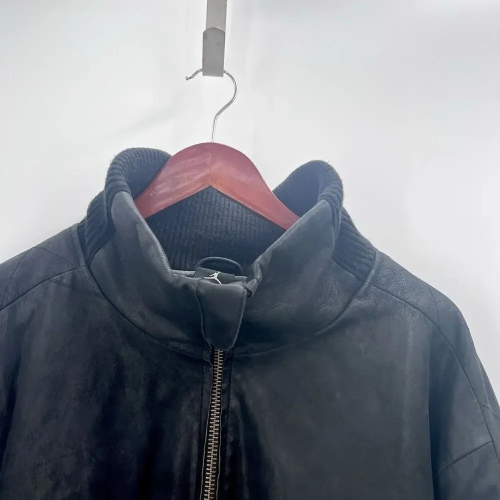 Vintage Rare Air Jordan Black Buffalo Leather Motorcycle Jacket Mens 3X